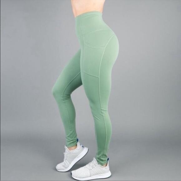 BuffBunny Women’s Luna High Waisted Sage Green Compression Leggings Size Small - Picture 1 of 9